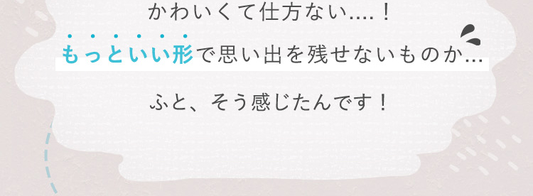 かわいくて仕方ない....！もっといい形で思い出を残せないものか...ふと、そう感じたんです！
